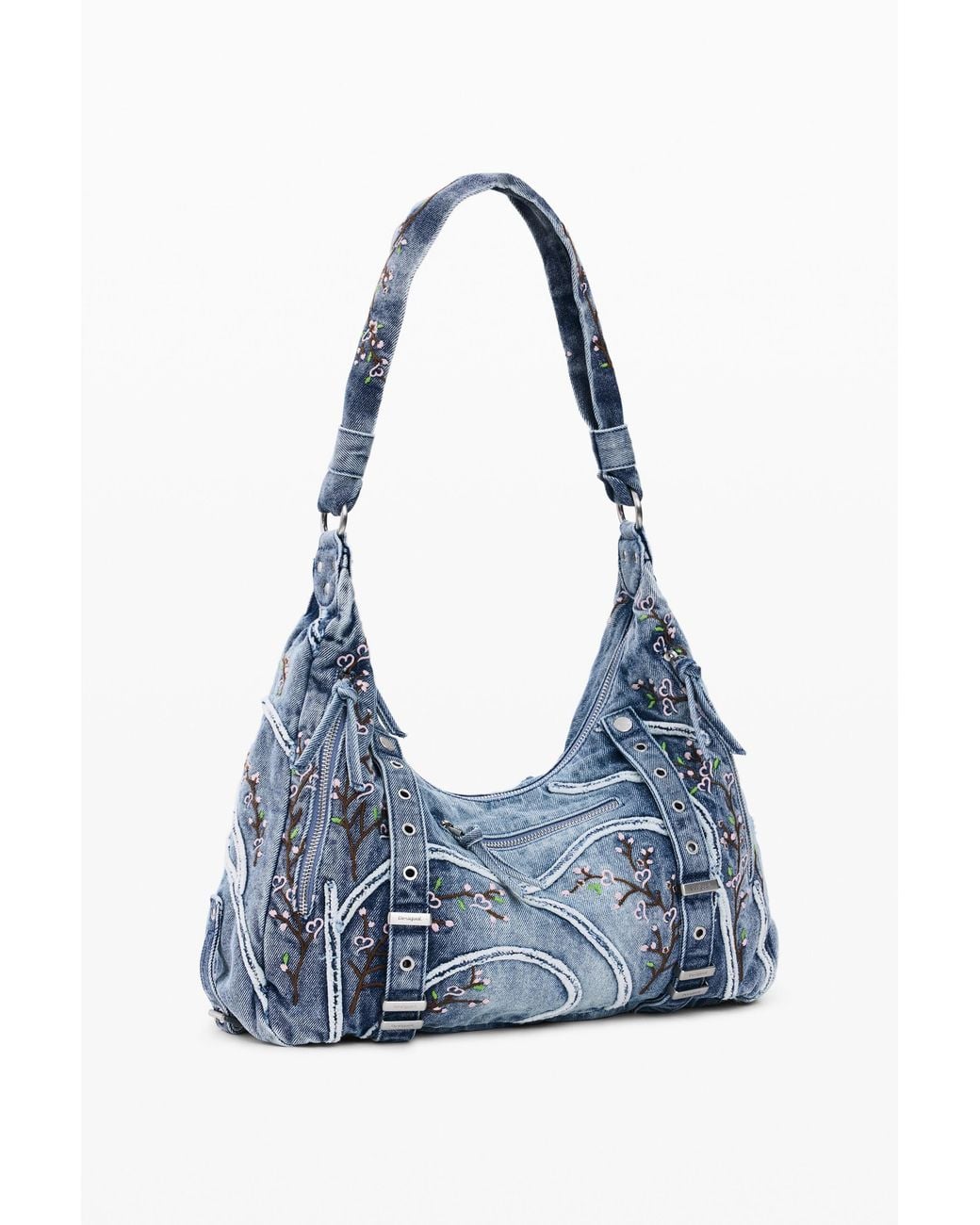 Desigual Blue Denim Bag Buckles, Cotton