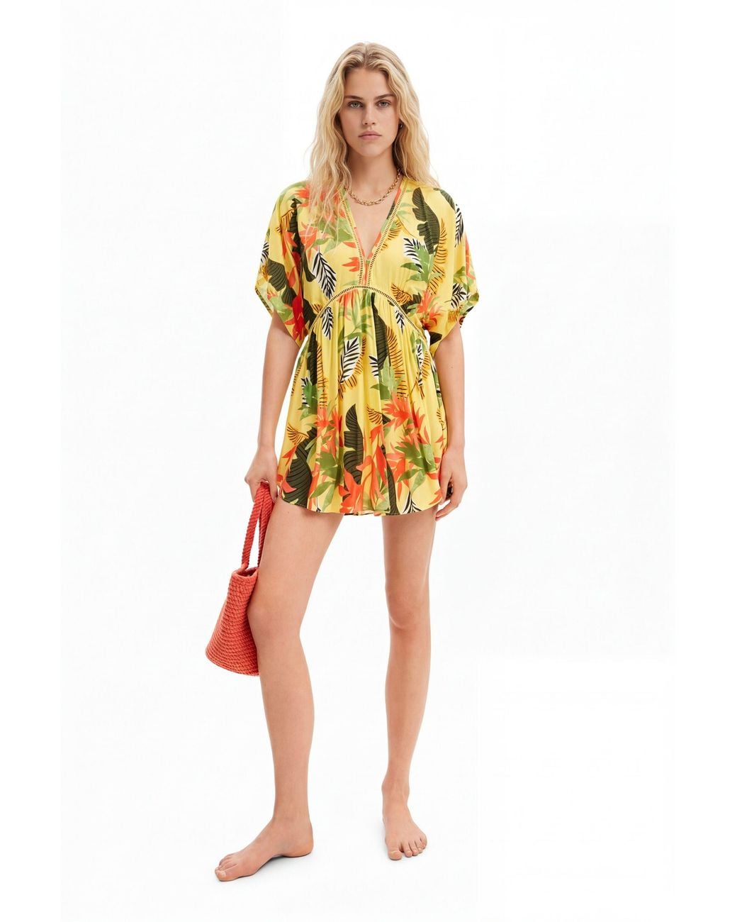 Desigual Yellow Tropical Tunic Dress, Viscose