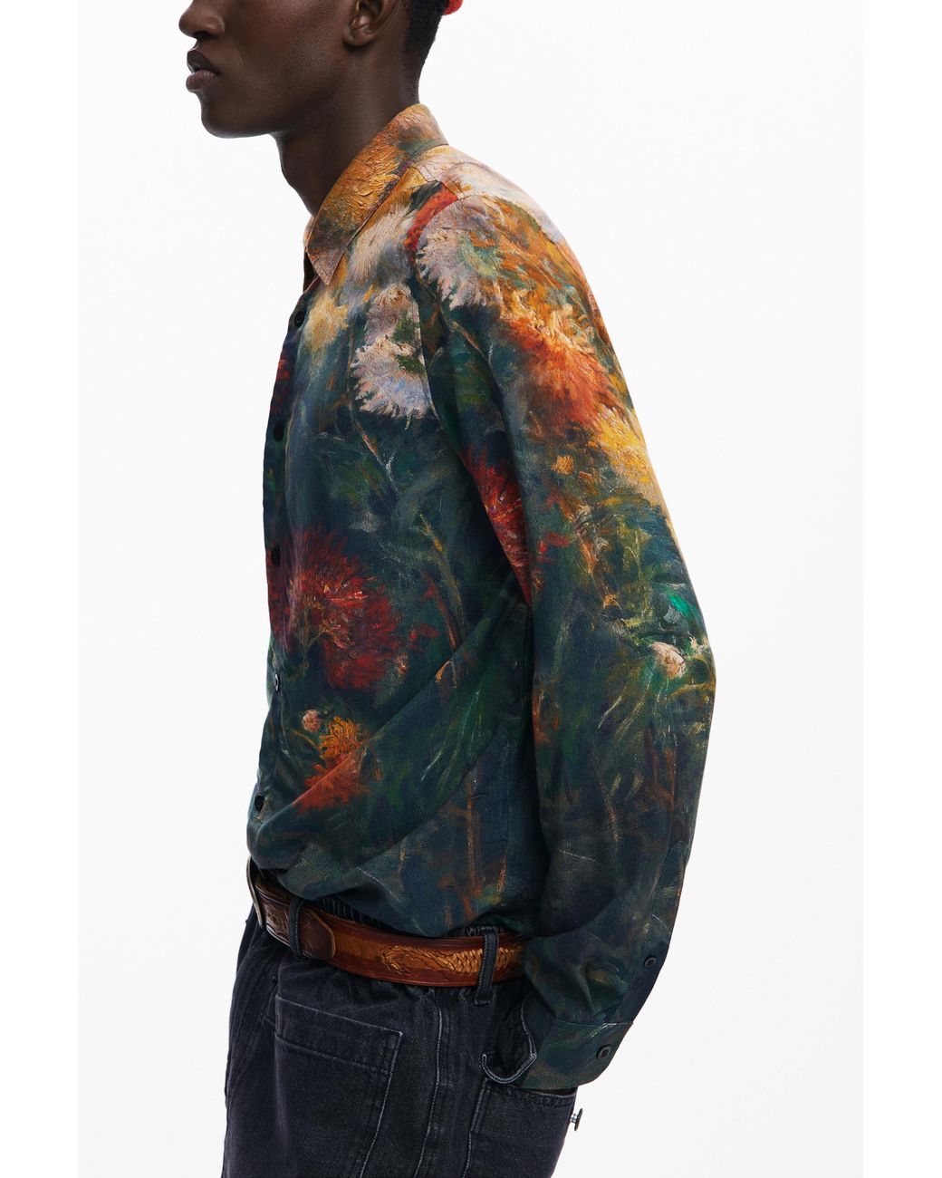 Desigual Blue Landscape Shirt, Viscose for men