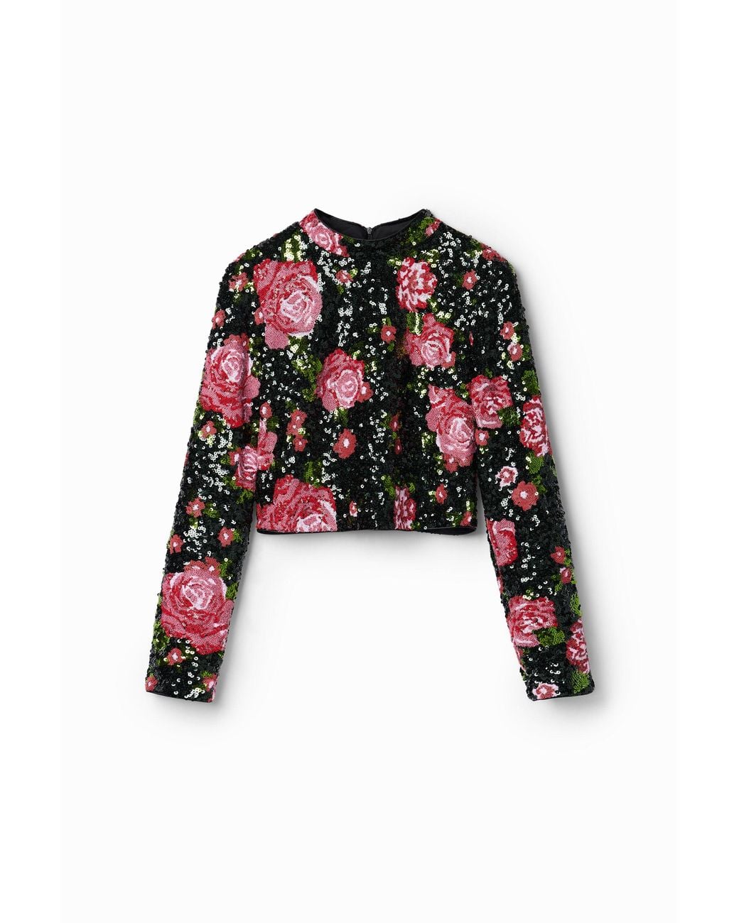 Desigual Black M. Christian Lacroix Cropped Sequin Blouse, Polyester