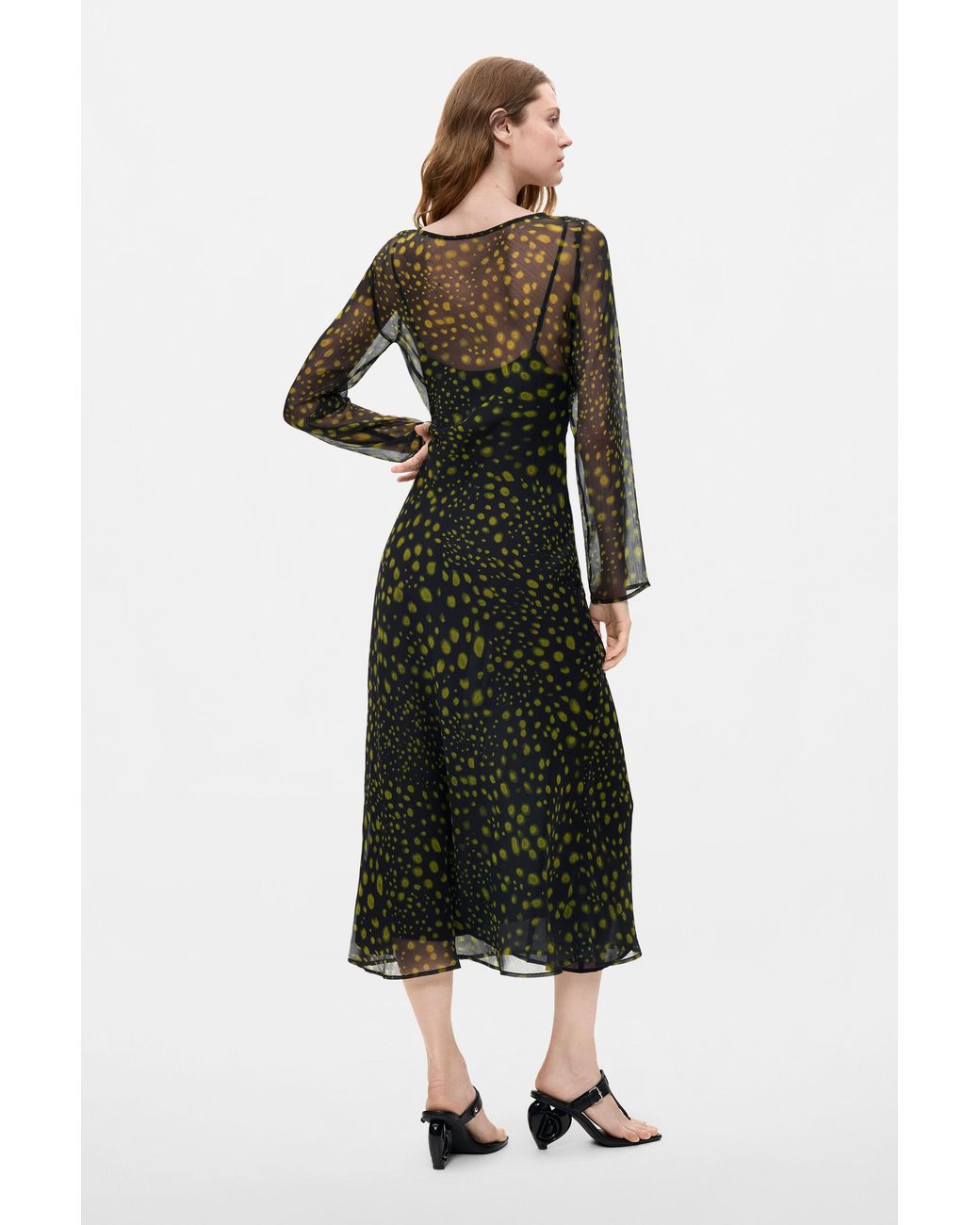 Desigual Black Long-Sleeve Midi Dress, Polyester