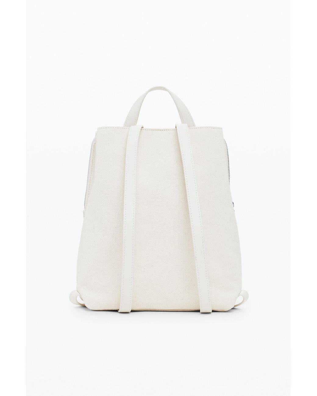 Desigual White Medium Backpack With Perforations And Studs, Cotton