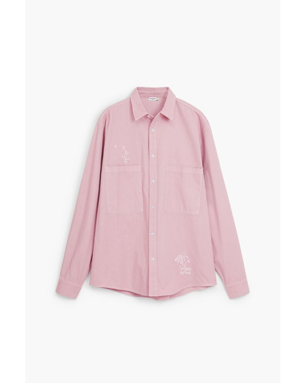 Desigual Pink Embroidered Shirt, Cotton for men