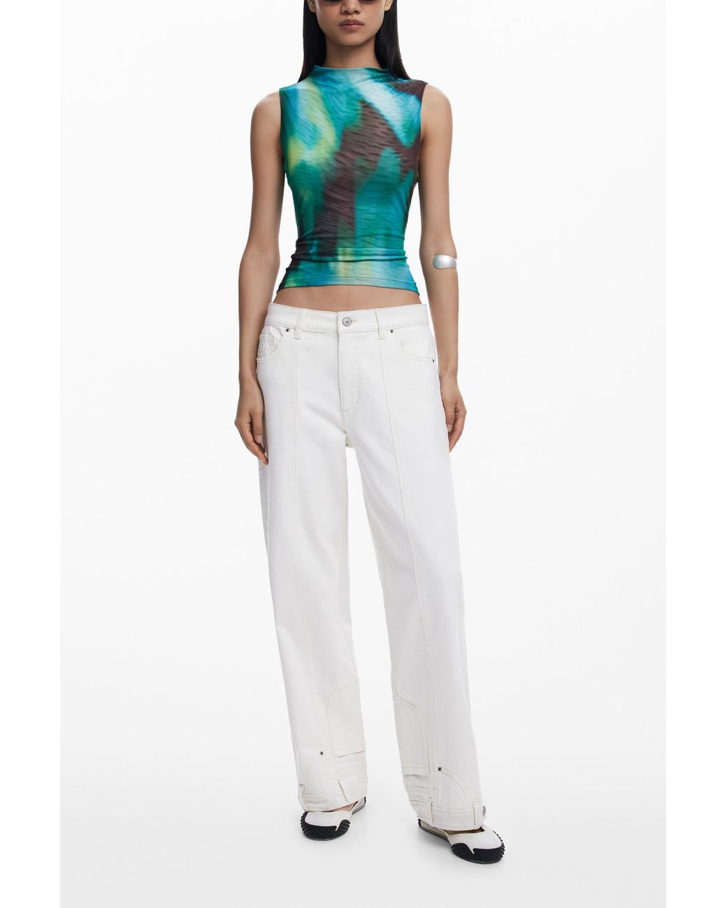 Desigual Blue Gradient Tulle T-Shirt, Polyester