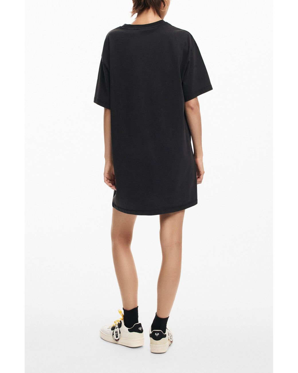 Desigual Black Short Dress With Short Sleeves Mickey, Cotton