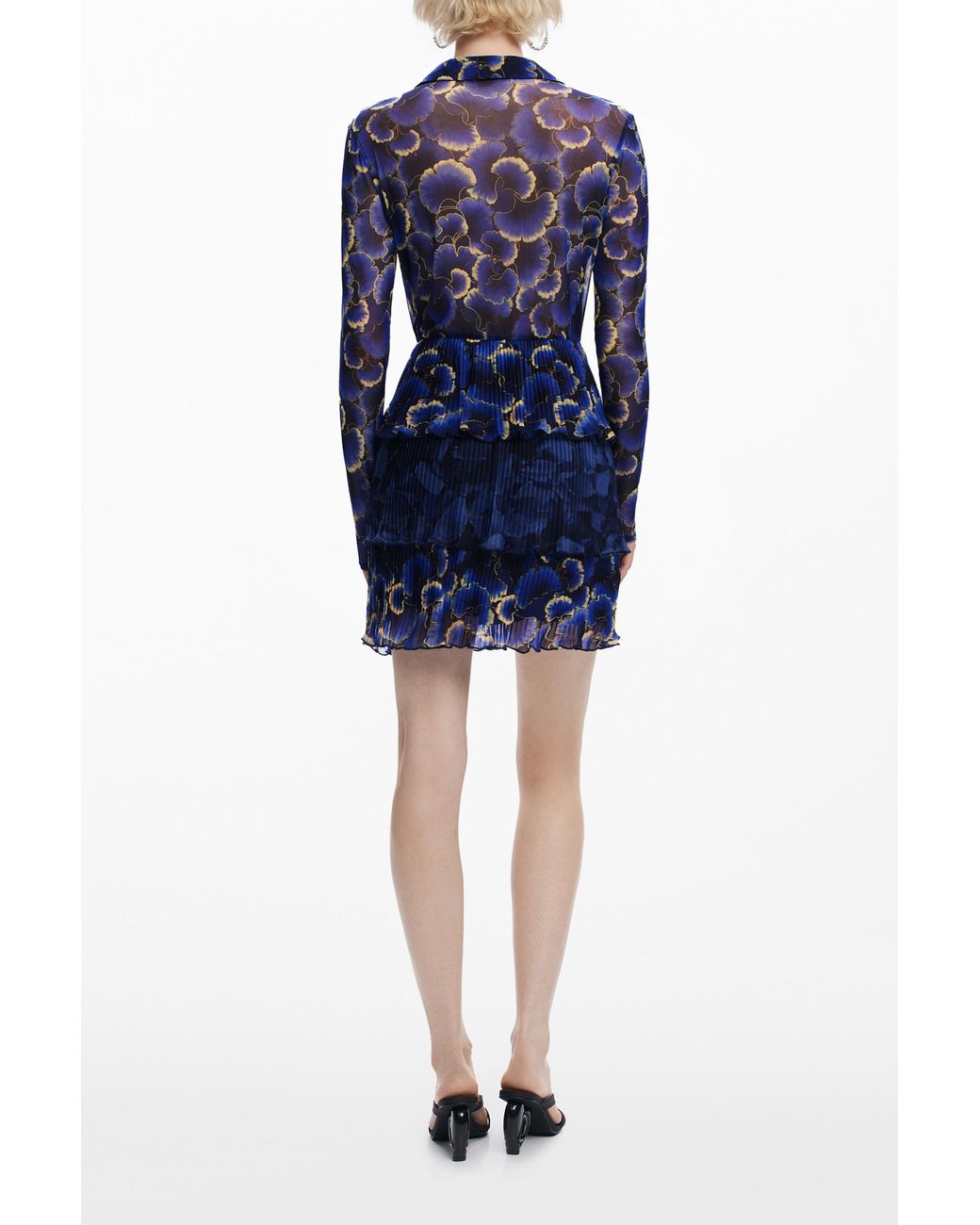 Desigual Blue Dress Designed By Mr. Christian Lacroix, Polyester