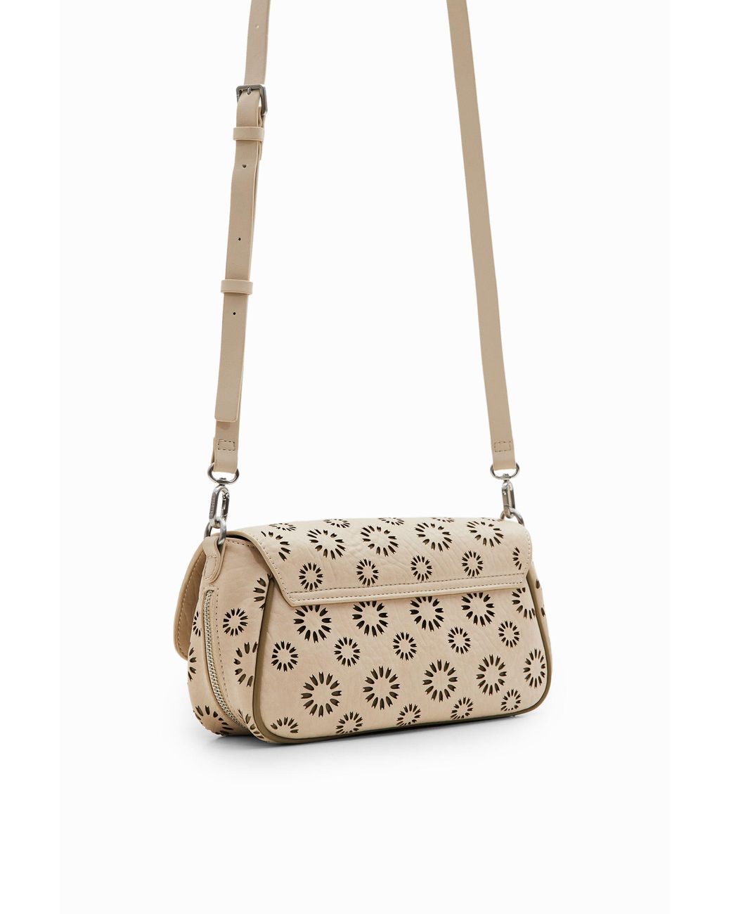 Desigual White M Die-Cut Floral Crossbody Bag, Polyurethane