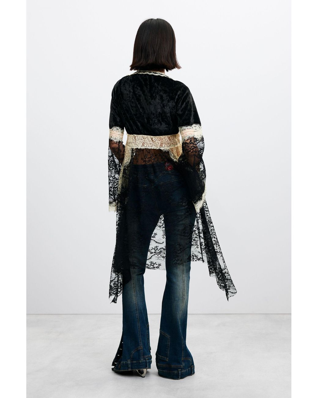 Desigual Blue Lace V-Neck T-Shirt