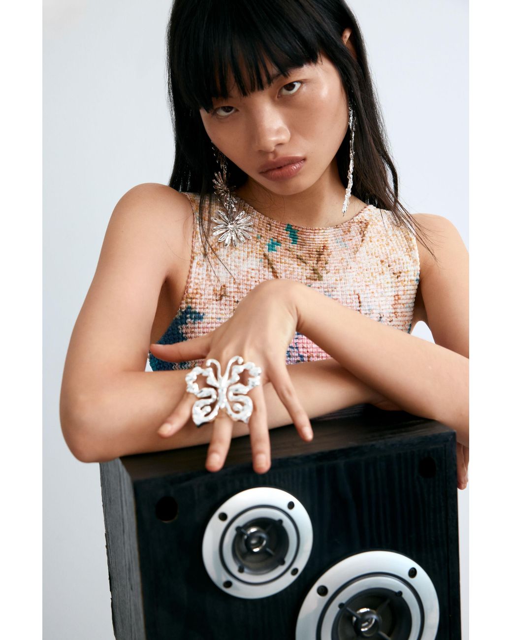 Desigual White Printed Sleeveless T-Shirt, Polyester