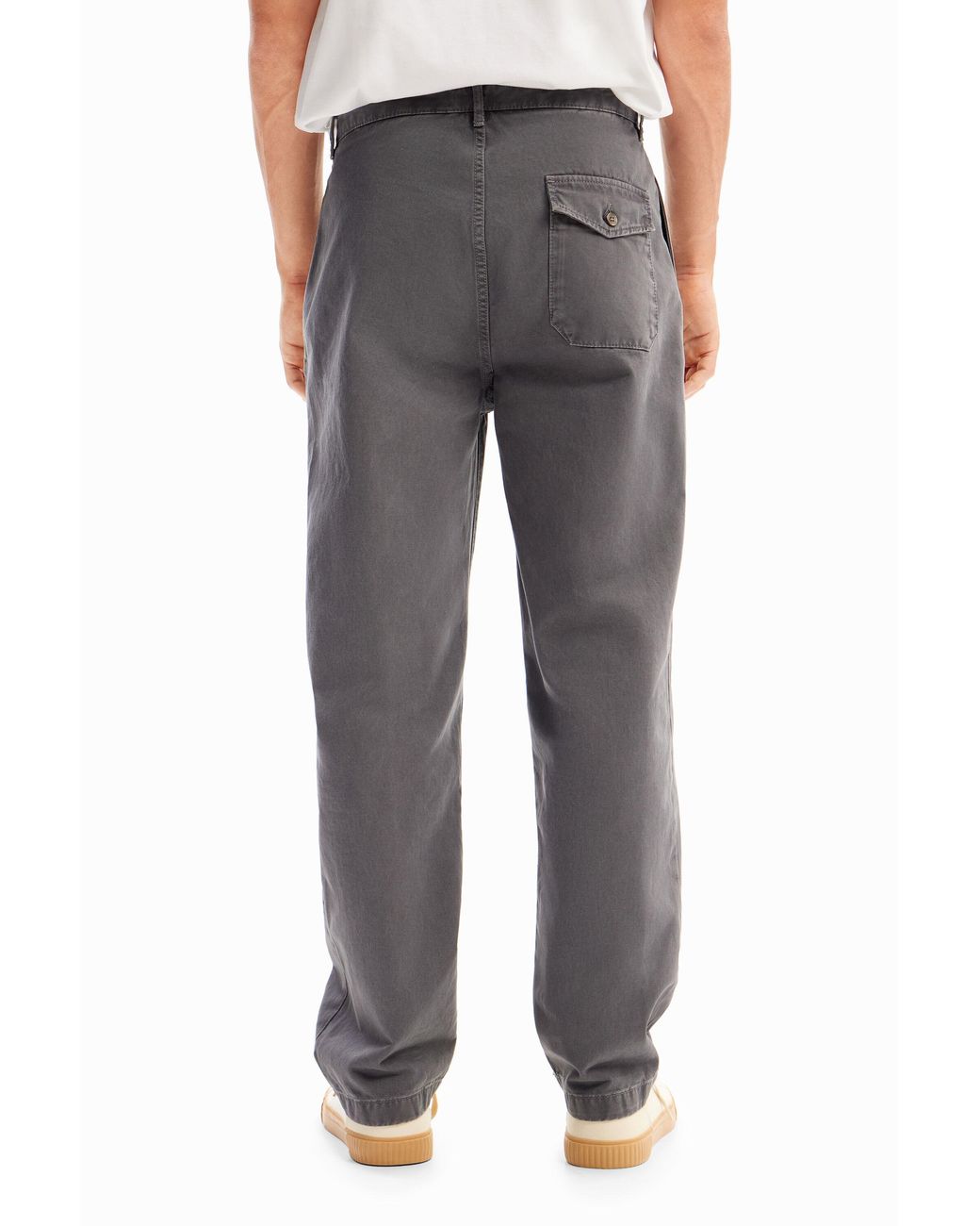 Desigual Gray Straight Cargo Trousers, Cotton for men