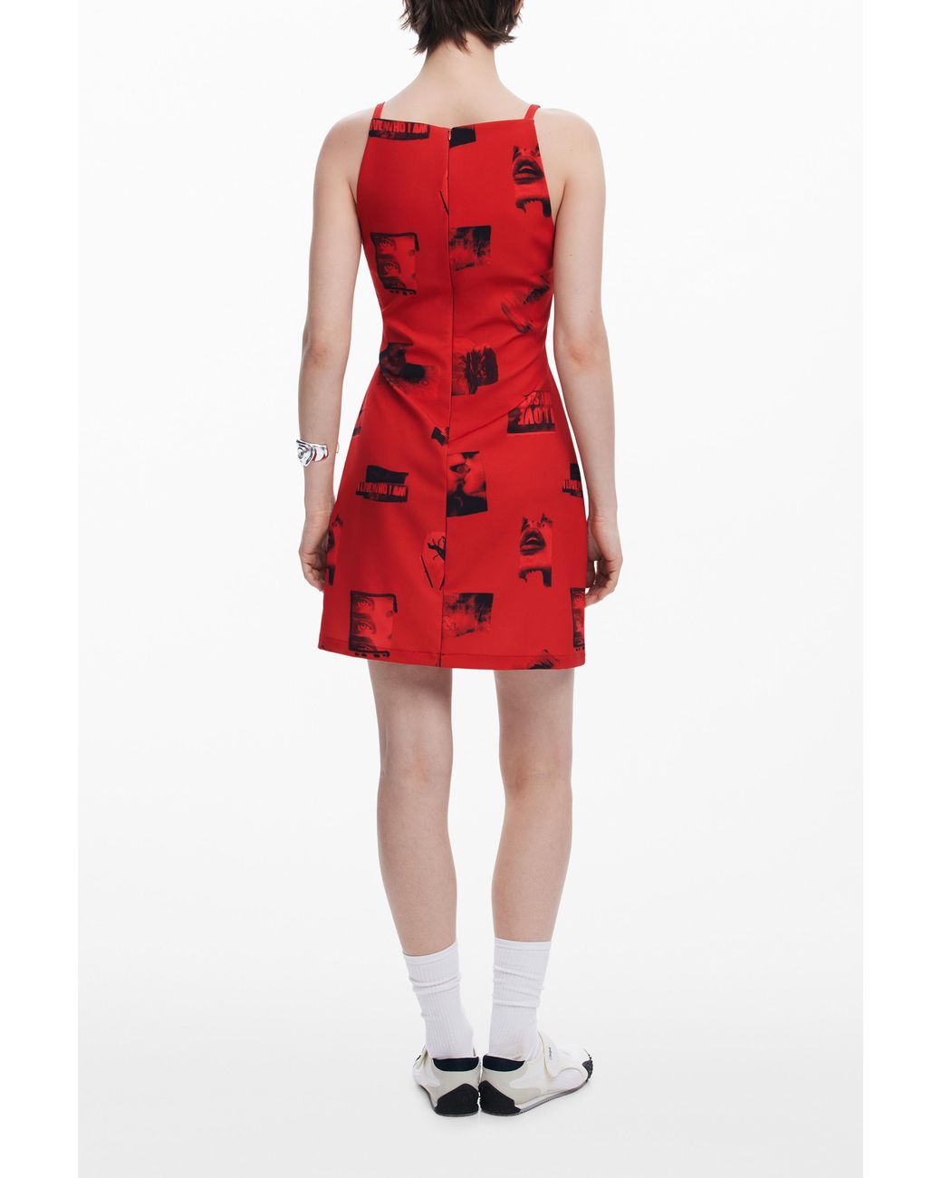 Desigual Red Postcard Short Dress, Polyester
