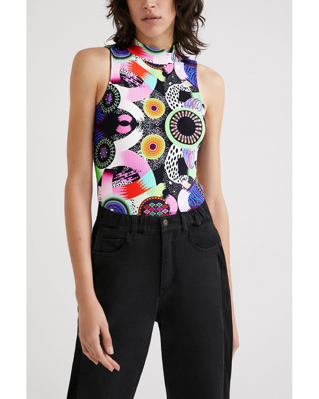 Desigual White M. Christian Lacroix Galactic Bodysuit, Viscose