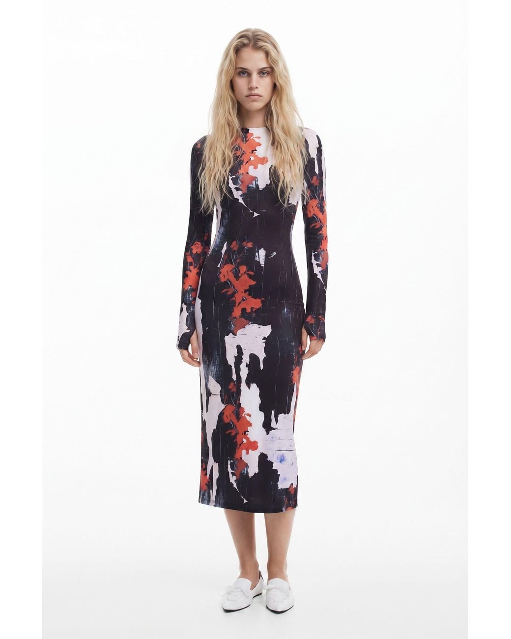 Desigual Blue Maitrepierre Printed Midi Dress, Polyester