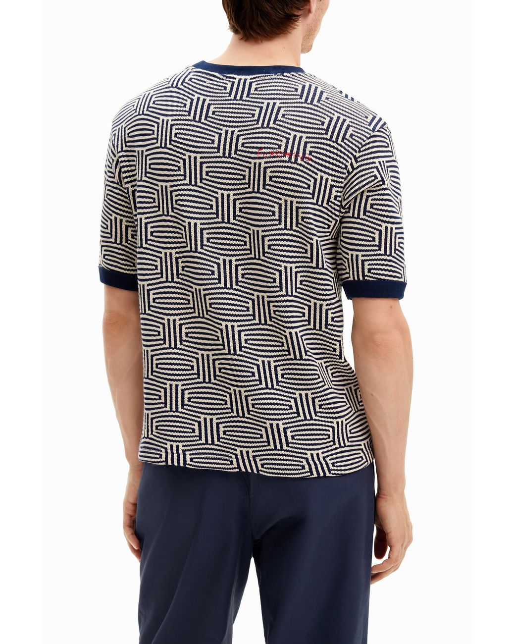 Desigual Gray Geometric Print T-Shirt for men