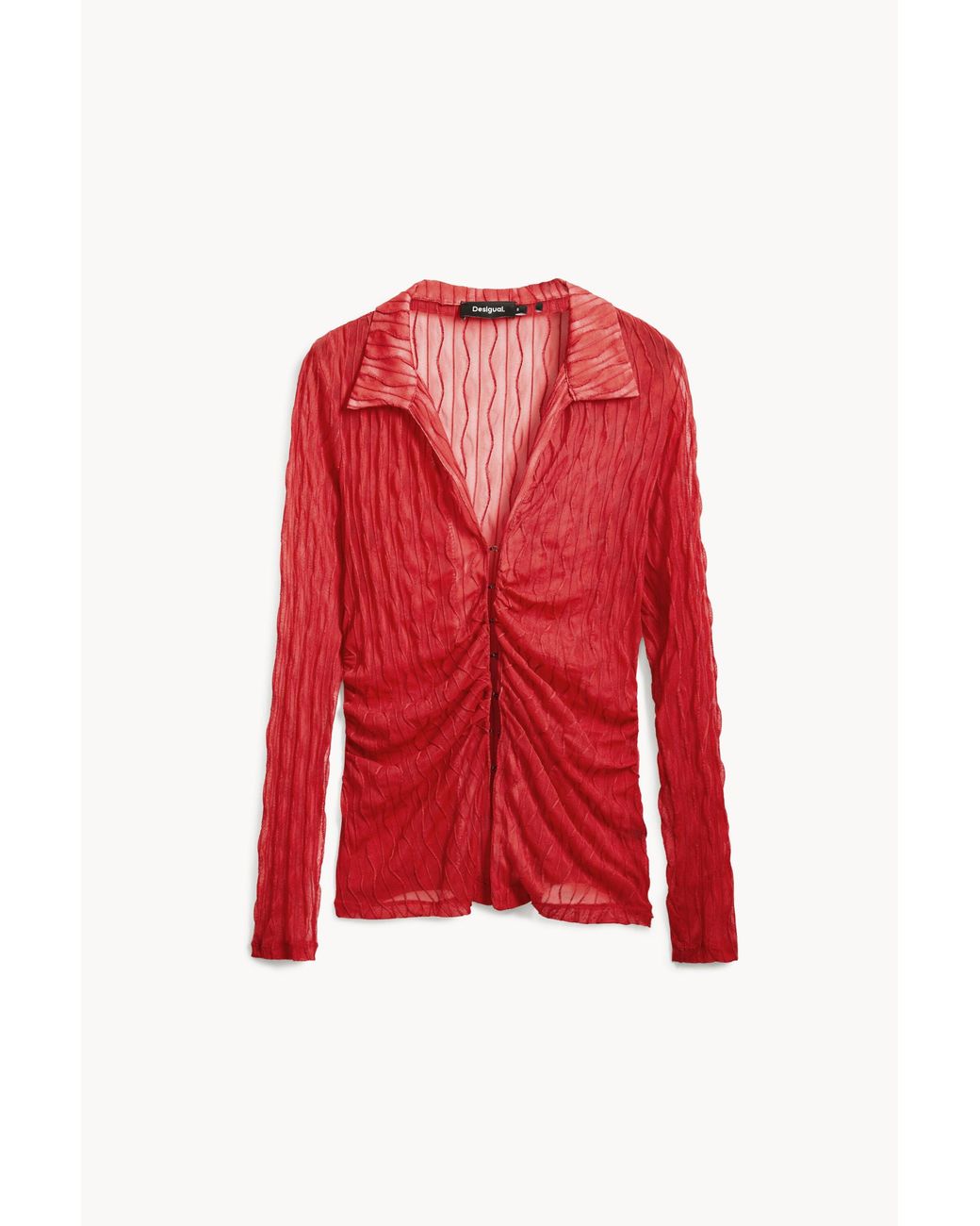 Desigual Red Semi-Transparent T-Shirt