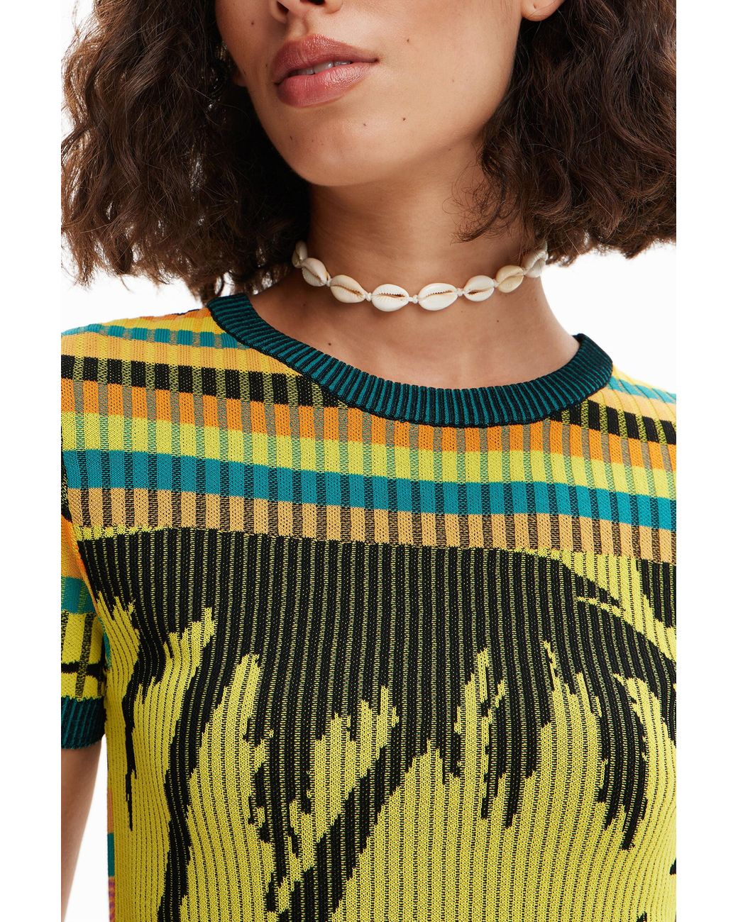 Desigual Green Knit Landscape T-Shirt