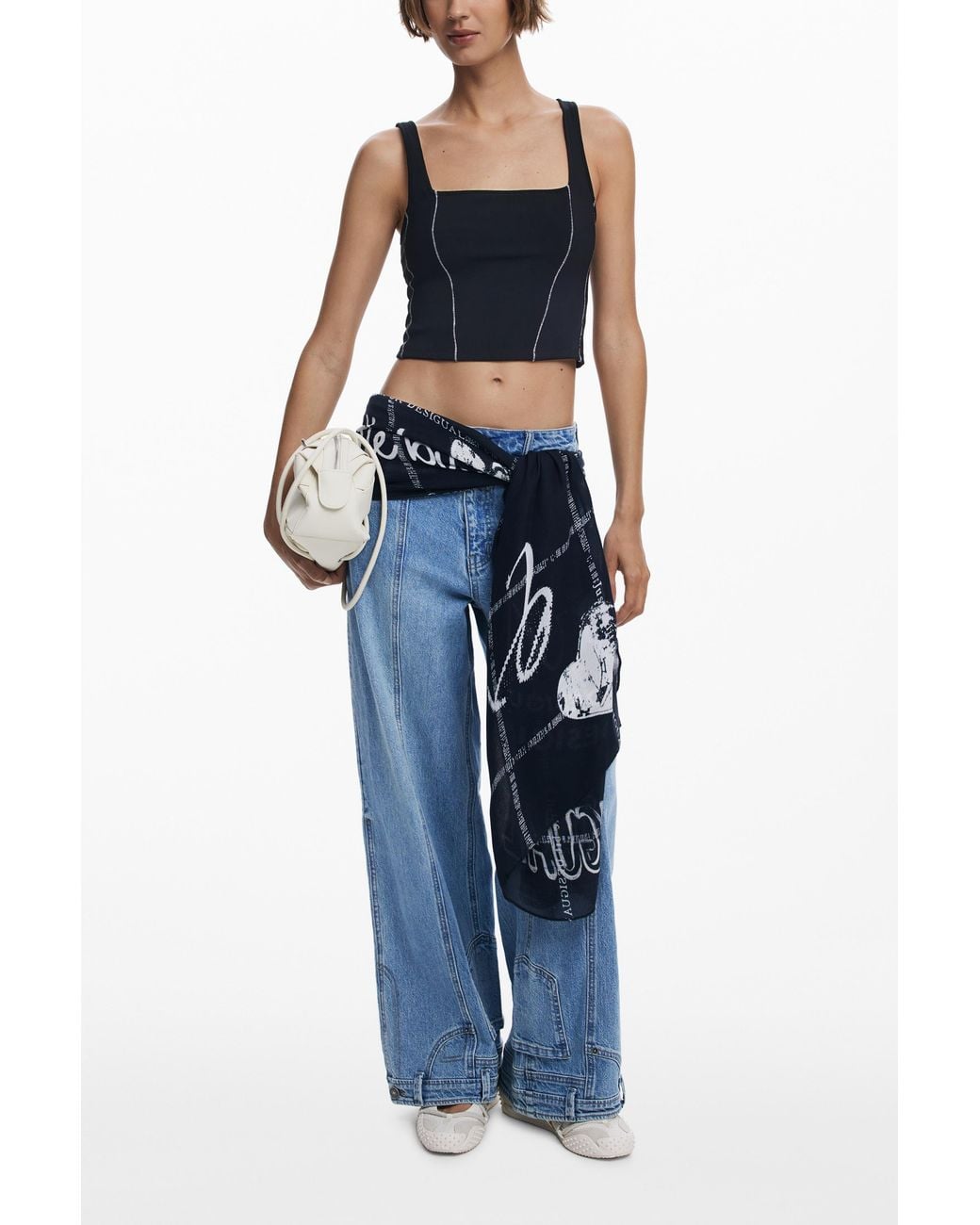 Desigual Blue Rib Tank Top, Polyester