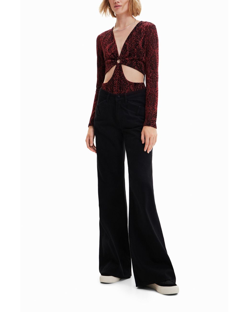 Desigual Red Shiny Cut-Out Body