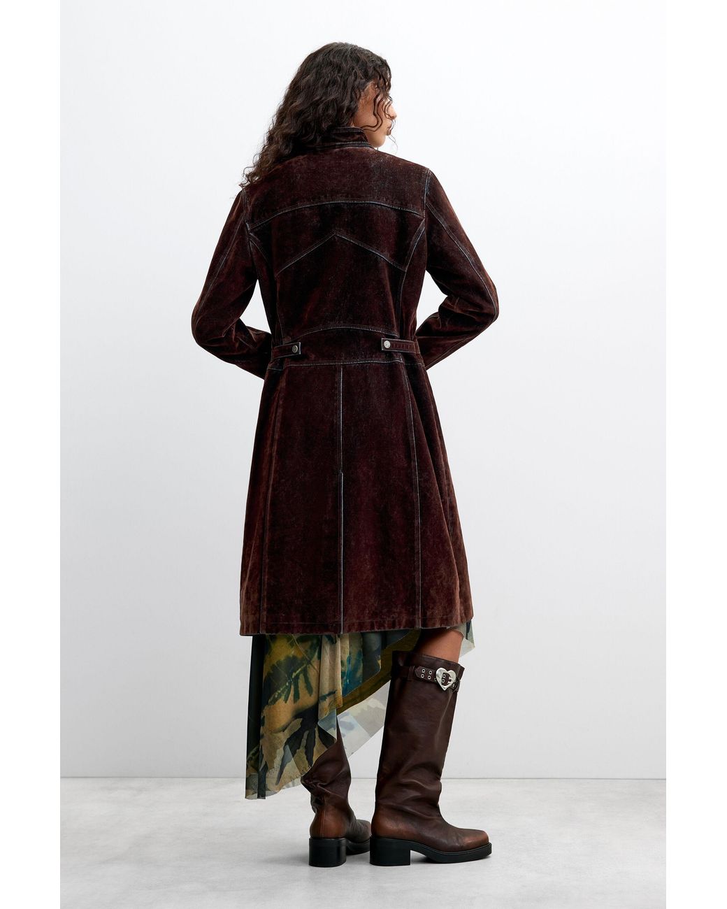Desigual Black Midi Coat 100% Cotton, Cotton