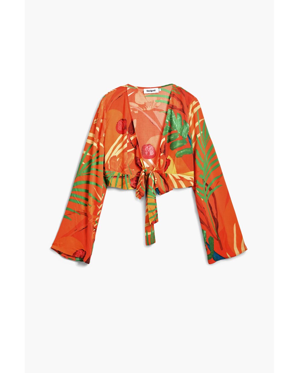 Desigual Orange Tropical Wrap Top, Viscose