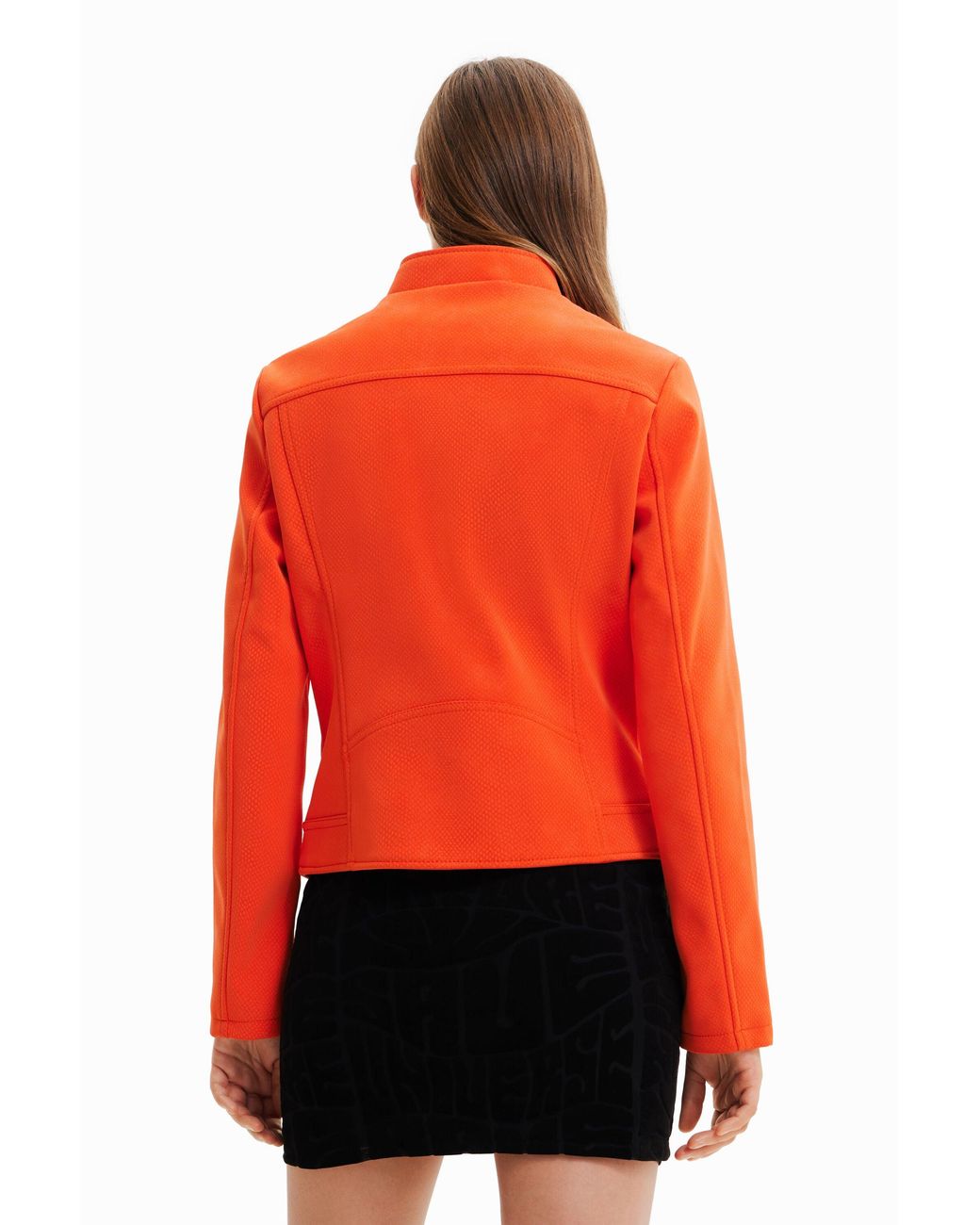 Desigual Orange Suede-Effect Jacket, Polyurethane