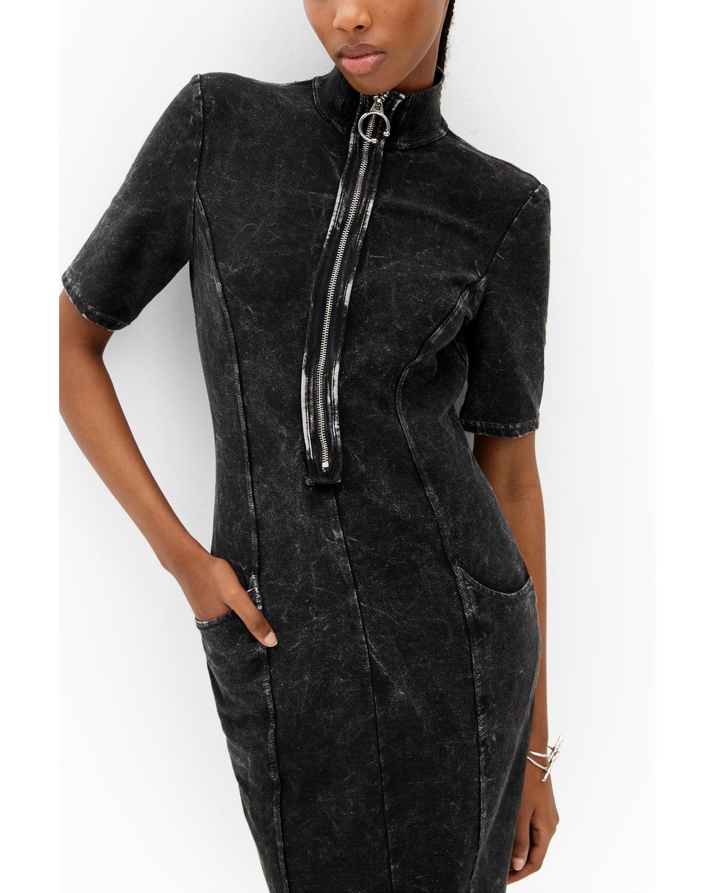 Desigual Black Nathy Peluso Zip Midi Dress
