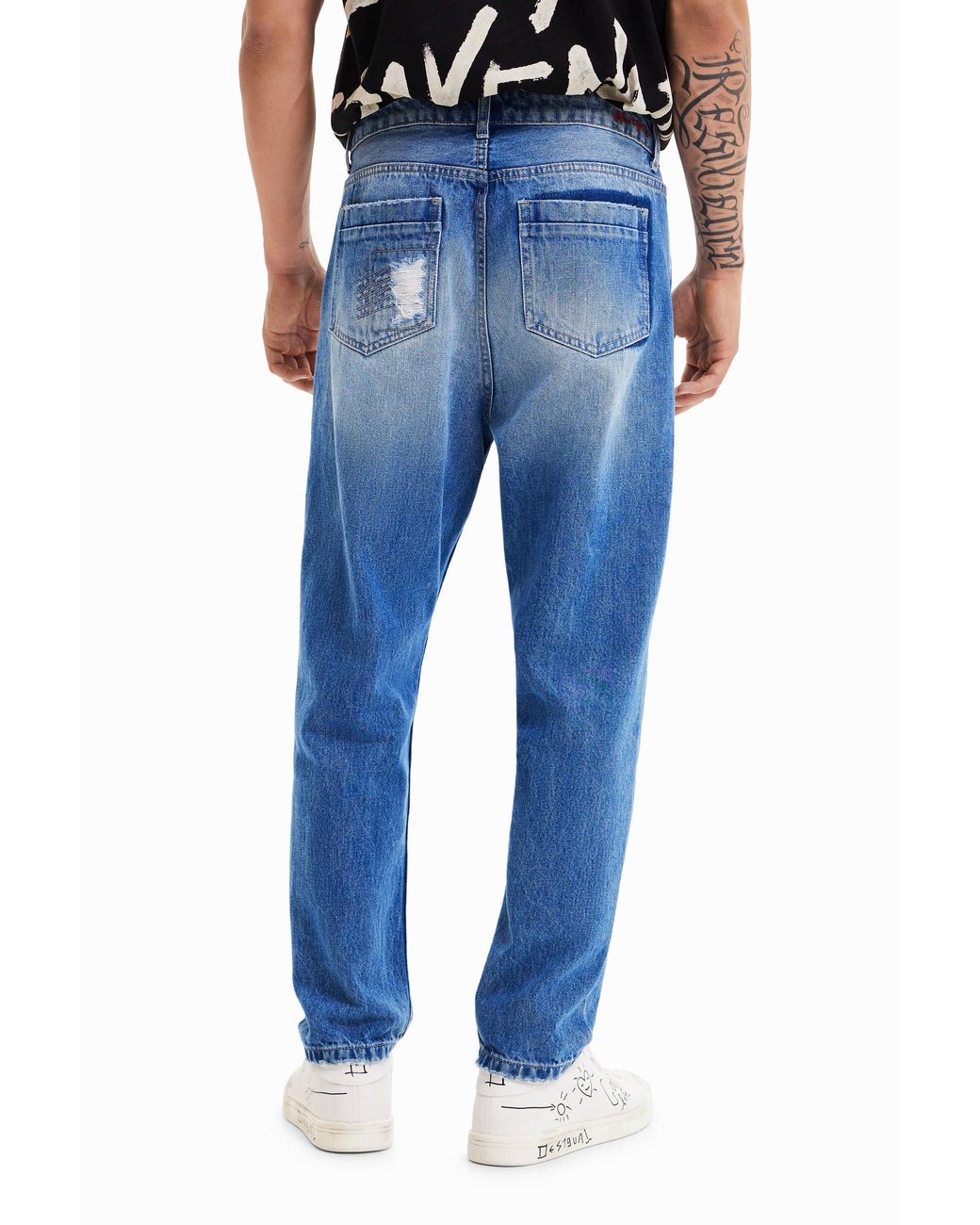 Desigual Blue Straight Jeans, Cotton for men