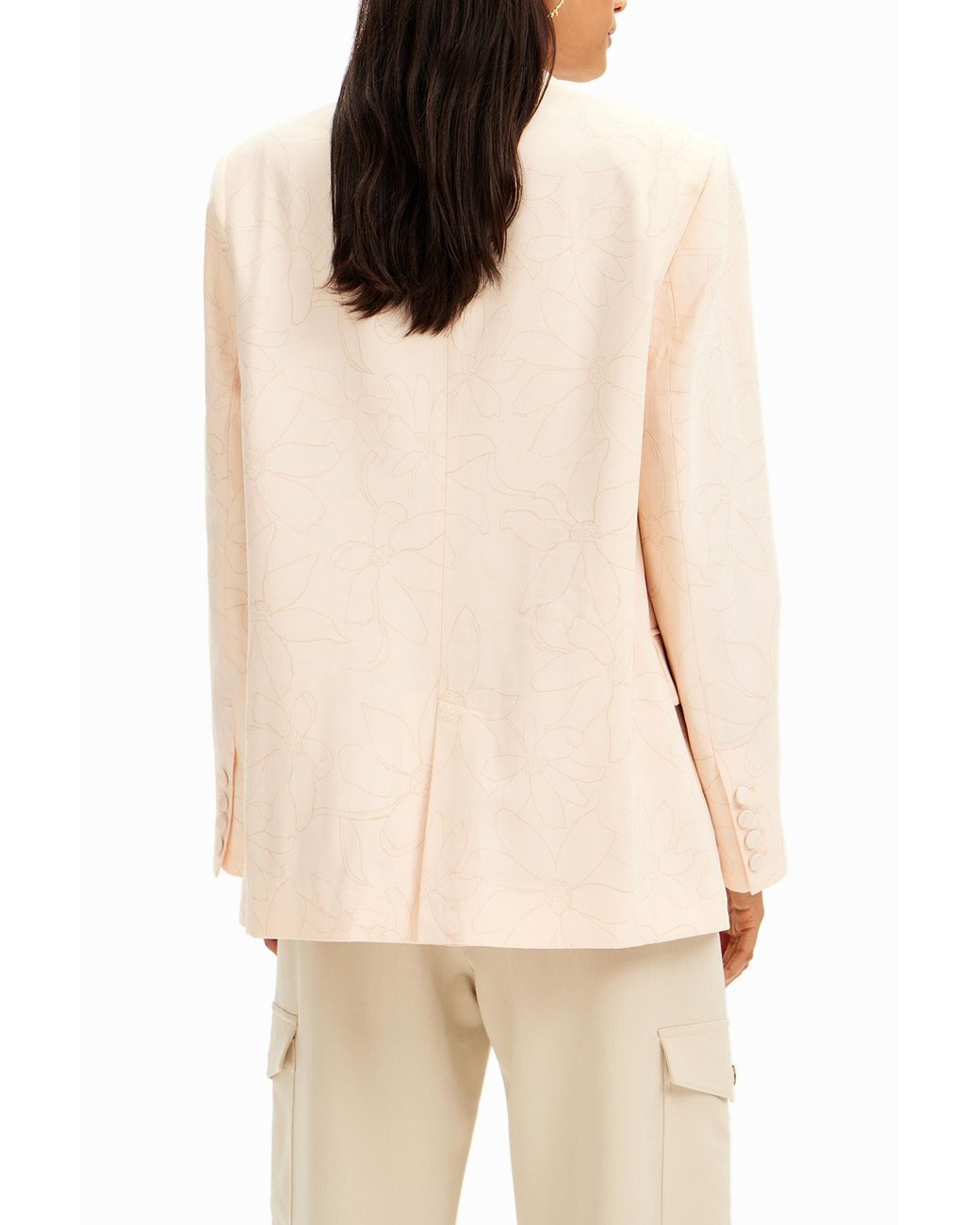 Desigual Natural Straight Floral Blazer, Viscose