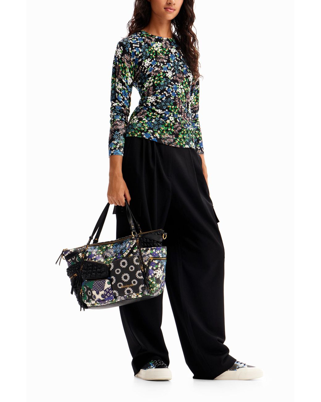 Desigual Black Large Patchwork Bag, Polyurethane