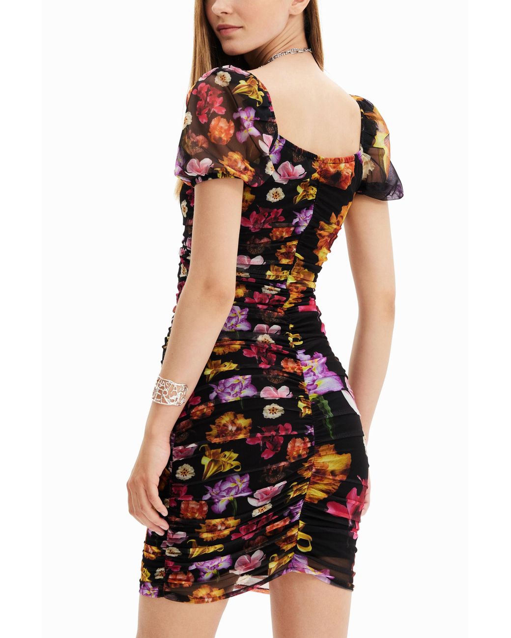 Desigual Red M. Christian Lacroix Short Ruched Dress, Polyester