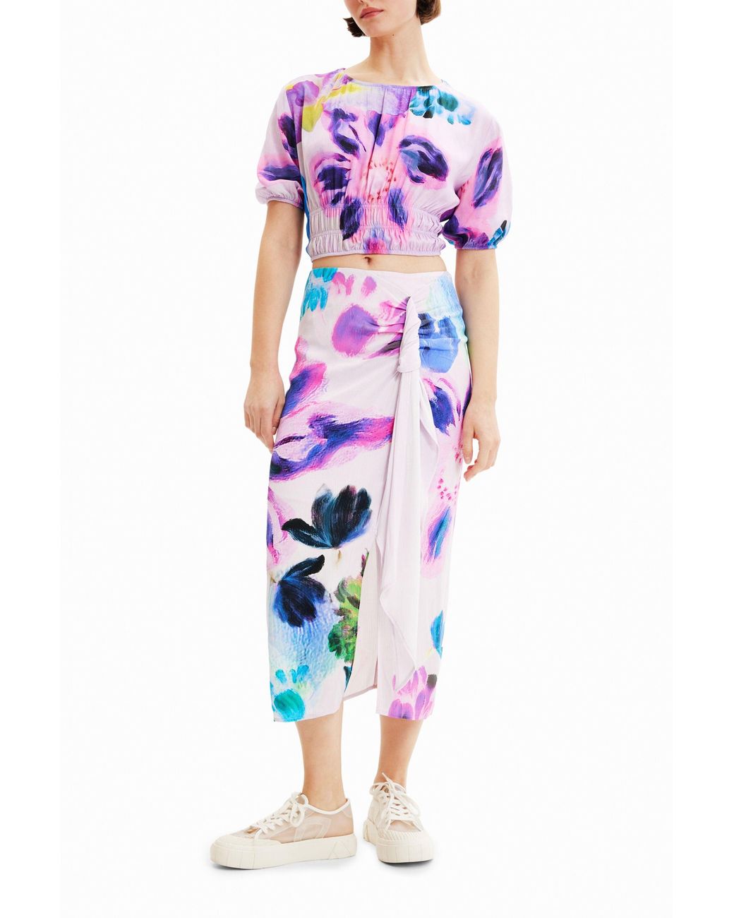 Desigual Pink M. Christian Lacroix Short Floral Blouse, Viscose
