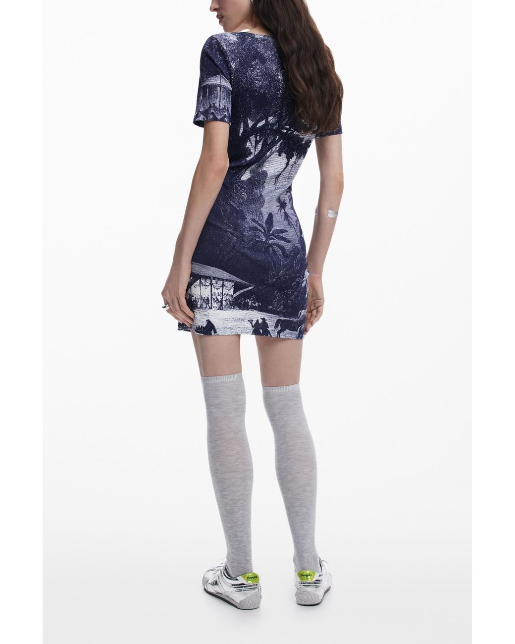 Desigual Blue Dress Designed By Mr. Christian Lacroix, Cotton