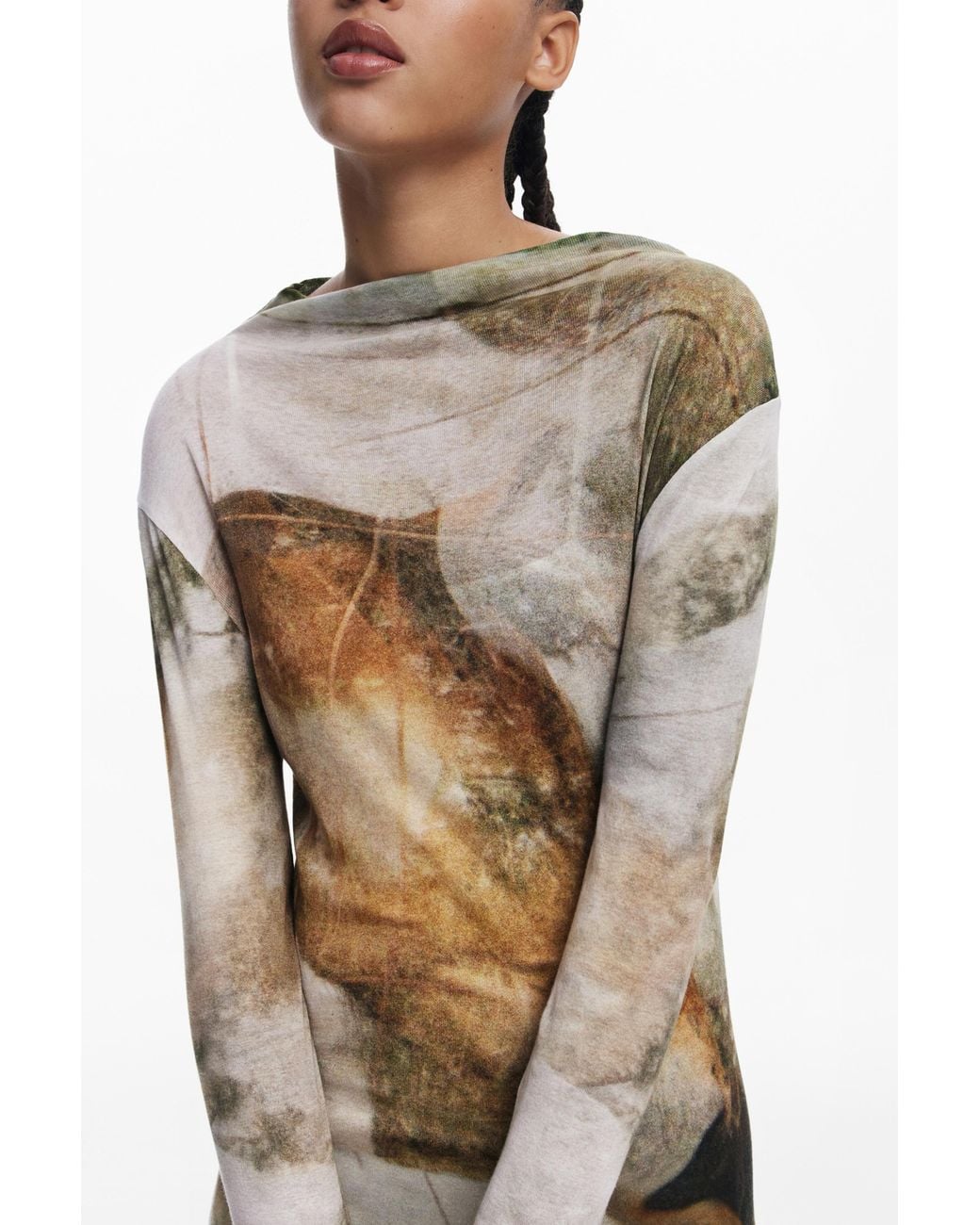 Desigual Metallic Mock Neck Dress, Cotton