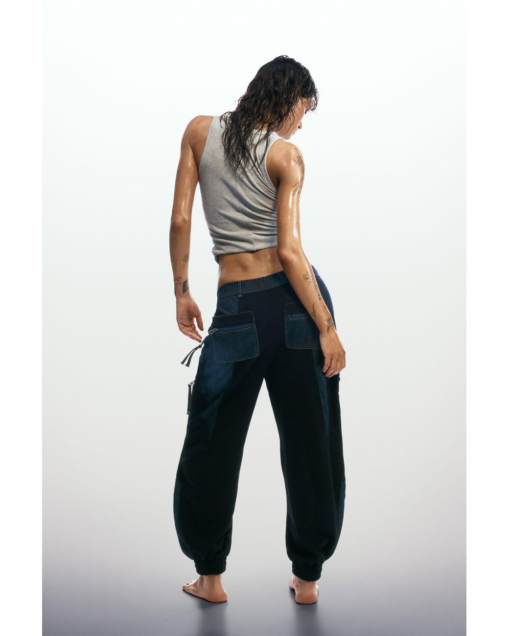 Desigual Blue Patchwork Denim Trousers