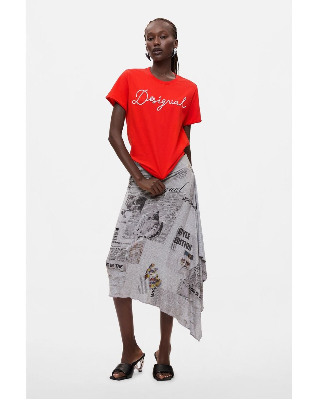 Desigual Red T-Shirt 100% Cotton, Cotton