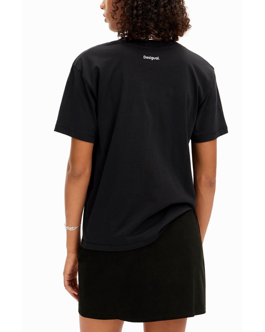 Desigual Black Arty Illustration T-Shirt, Cotton