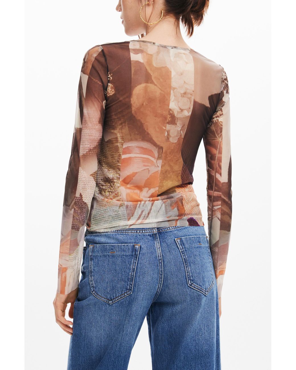 Desigual Blue Floral Print T-Shirt, Polyester