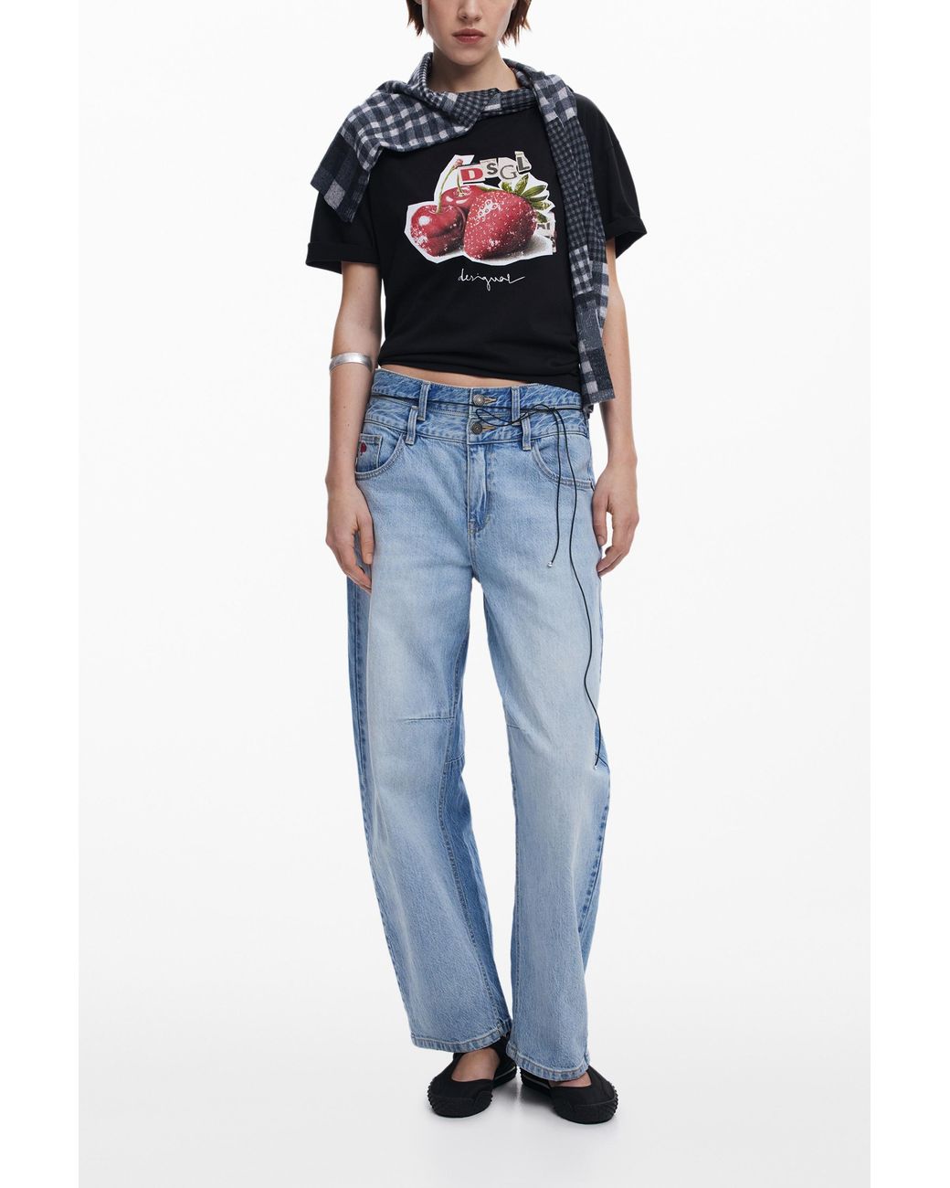 Desigual Blue Fruit Logo T-Shirt, Cotton