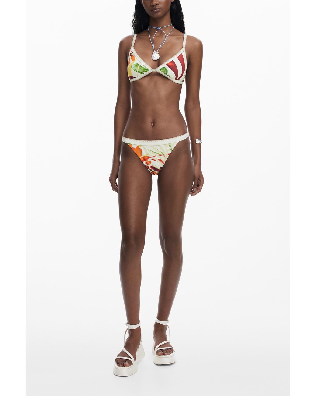 Desigual White Bikini Top