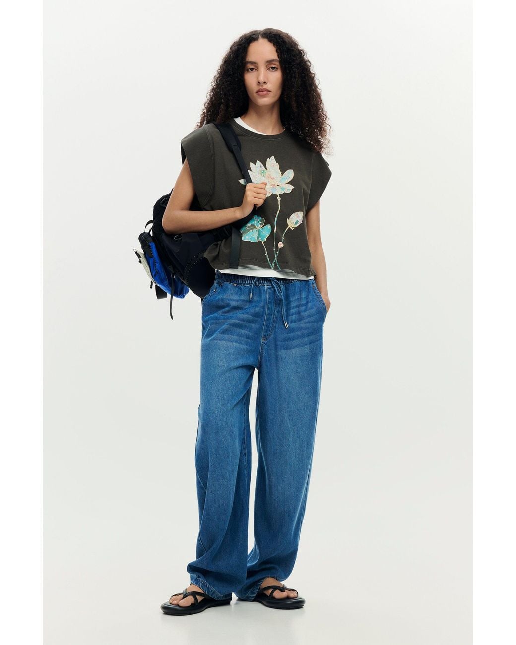 Desigual Black Printed T-Shirt 100% Cotton, Cotton