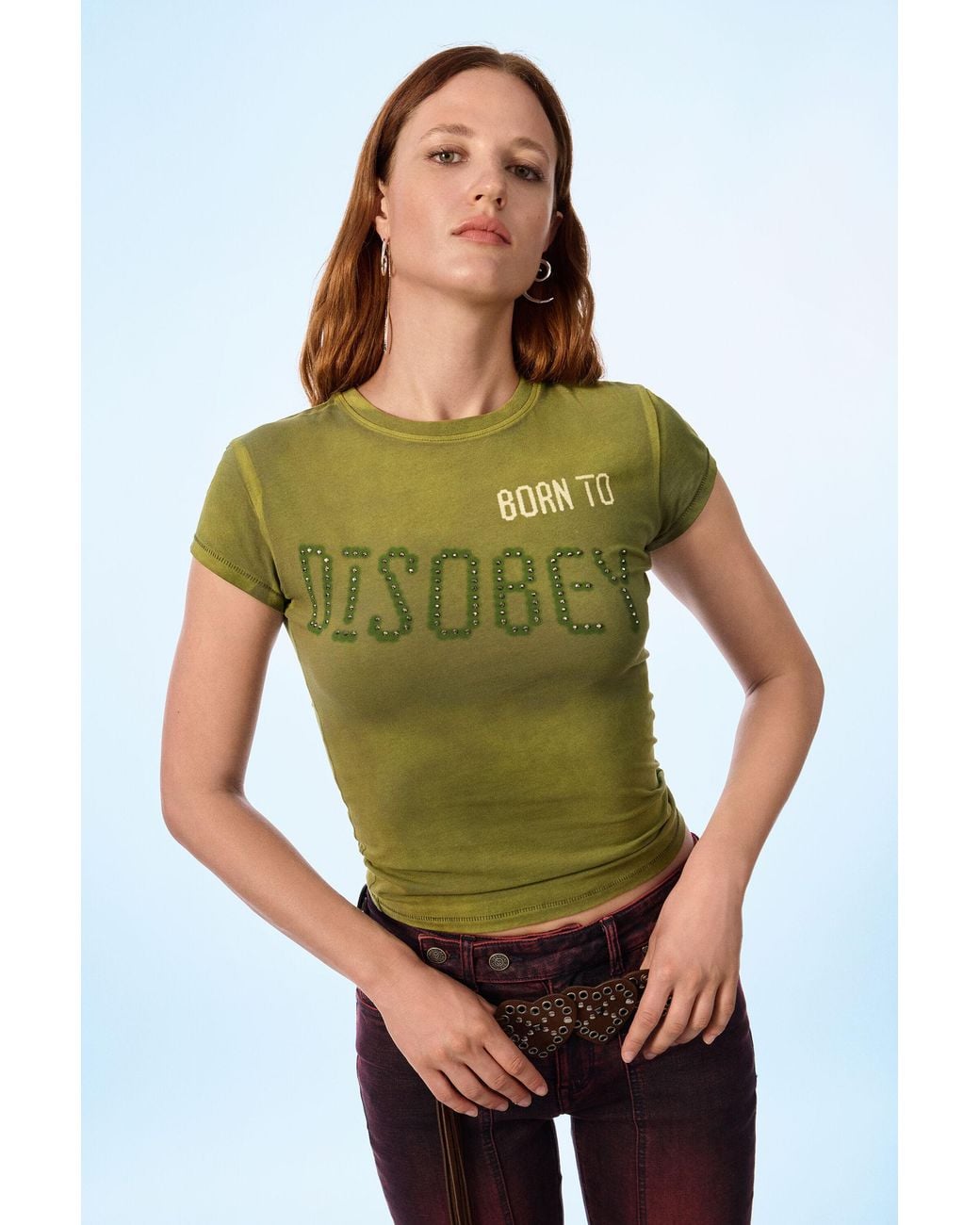 Desigual White Printed T-Shirt With Studs, Cotton