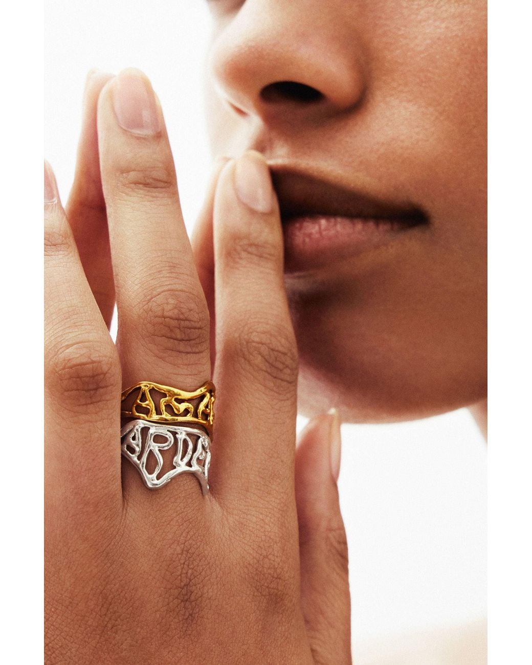 Desigual Brown Zalio Plated Message Ring