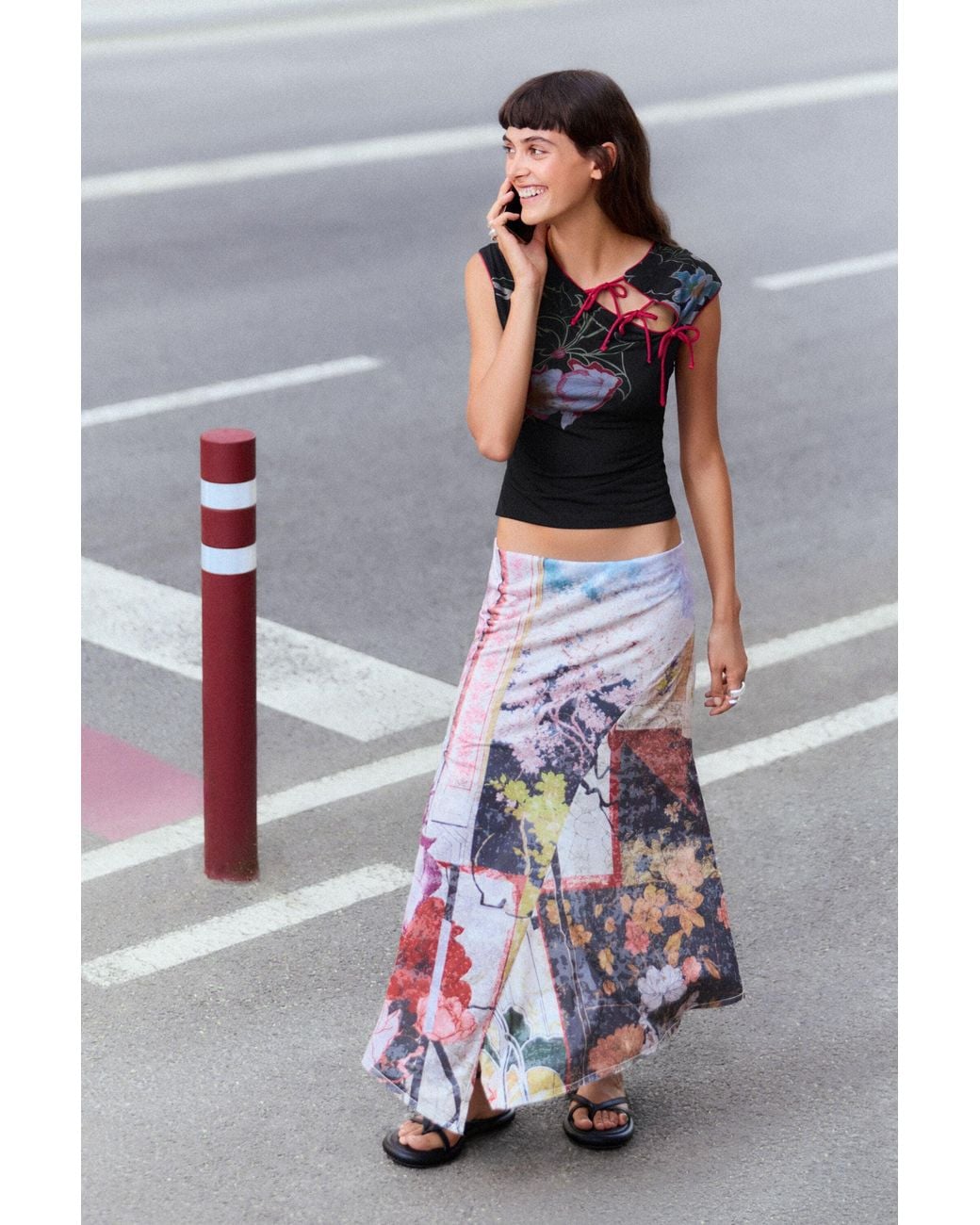 Desigual Black Printed Oriental T-Shirt, Polyester