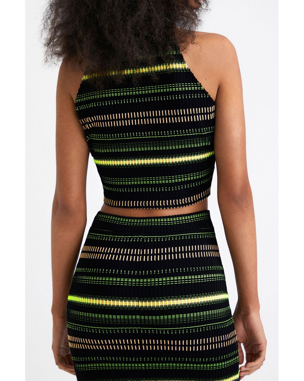 Desigual Black Striped Crop Top