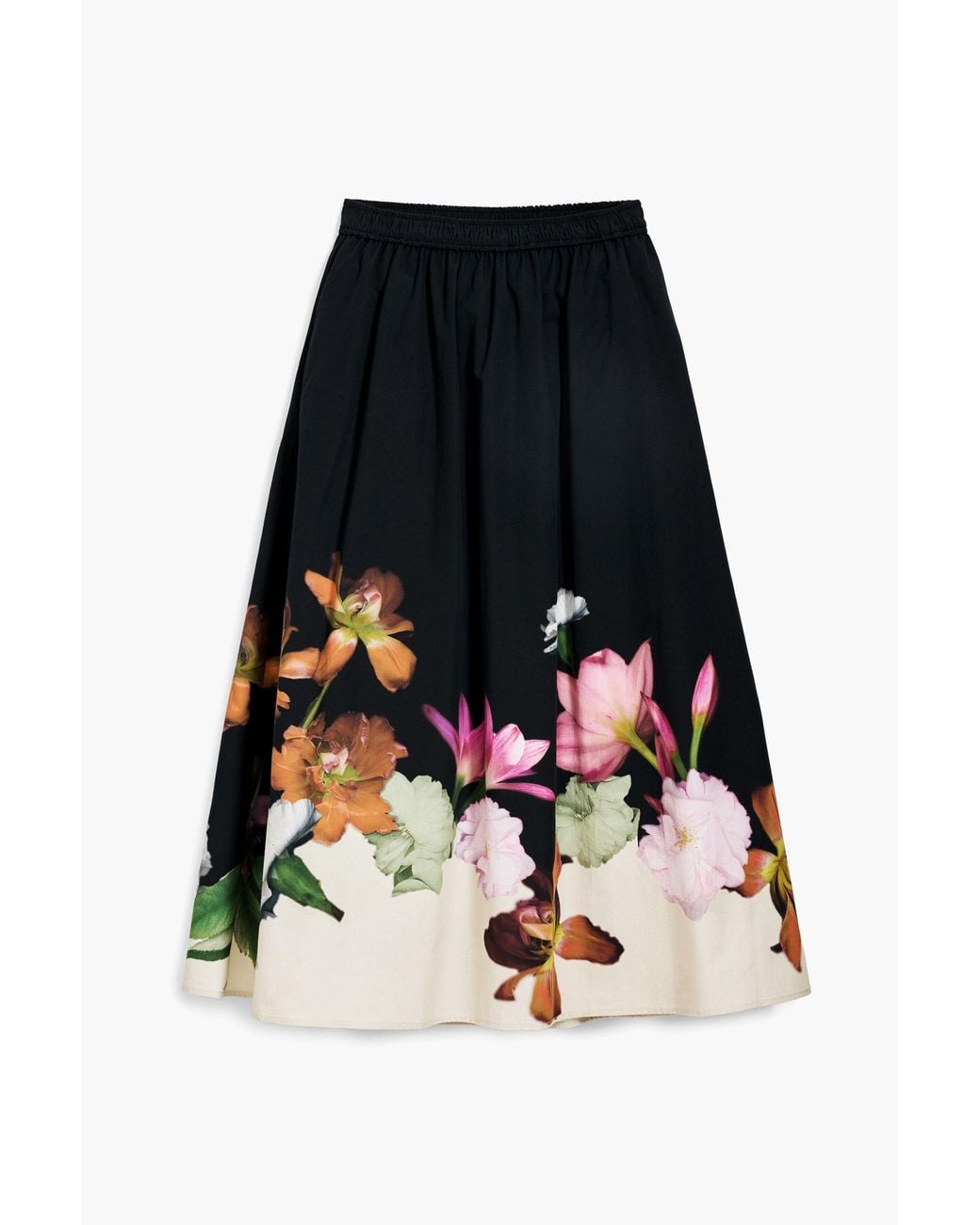 Desigual White Floral Midi Skirt, Cotton