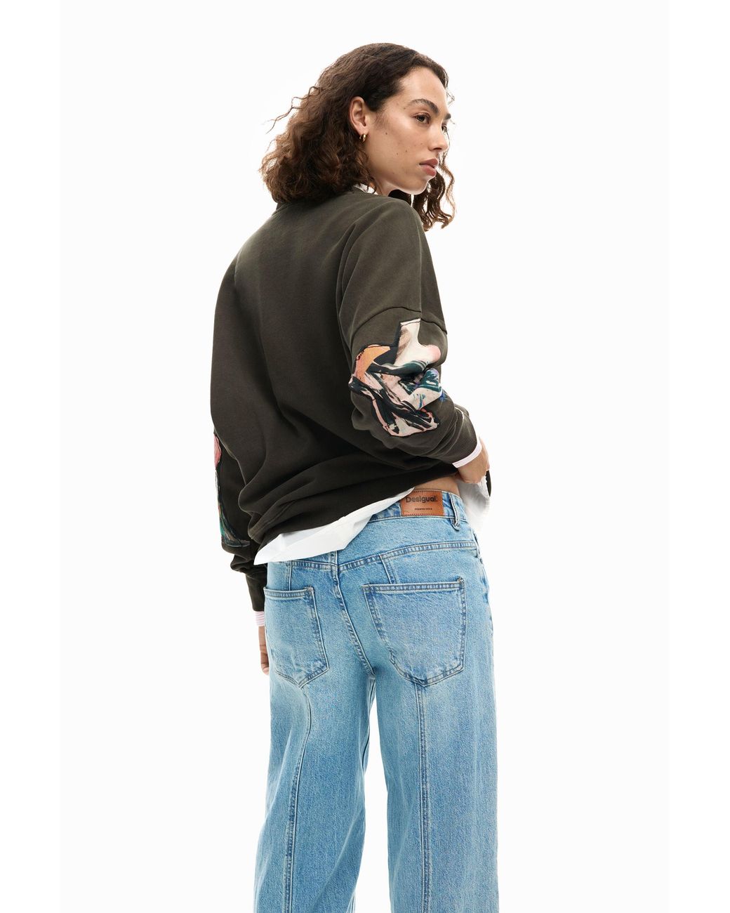 Desigual Black Sweatshirt Collage Drawing, Cotton