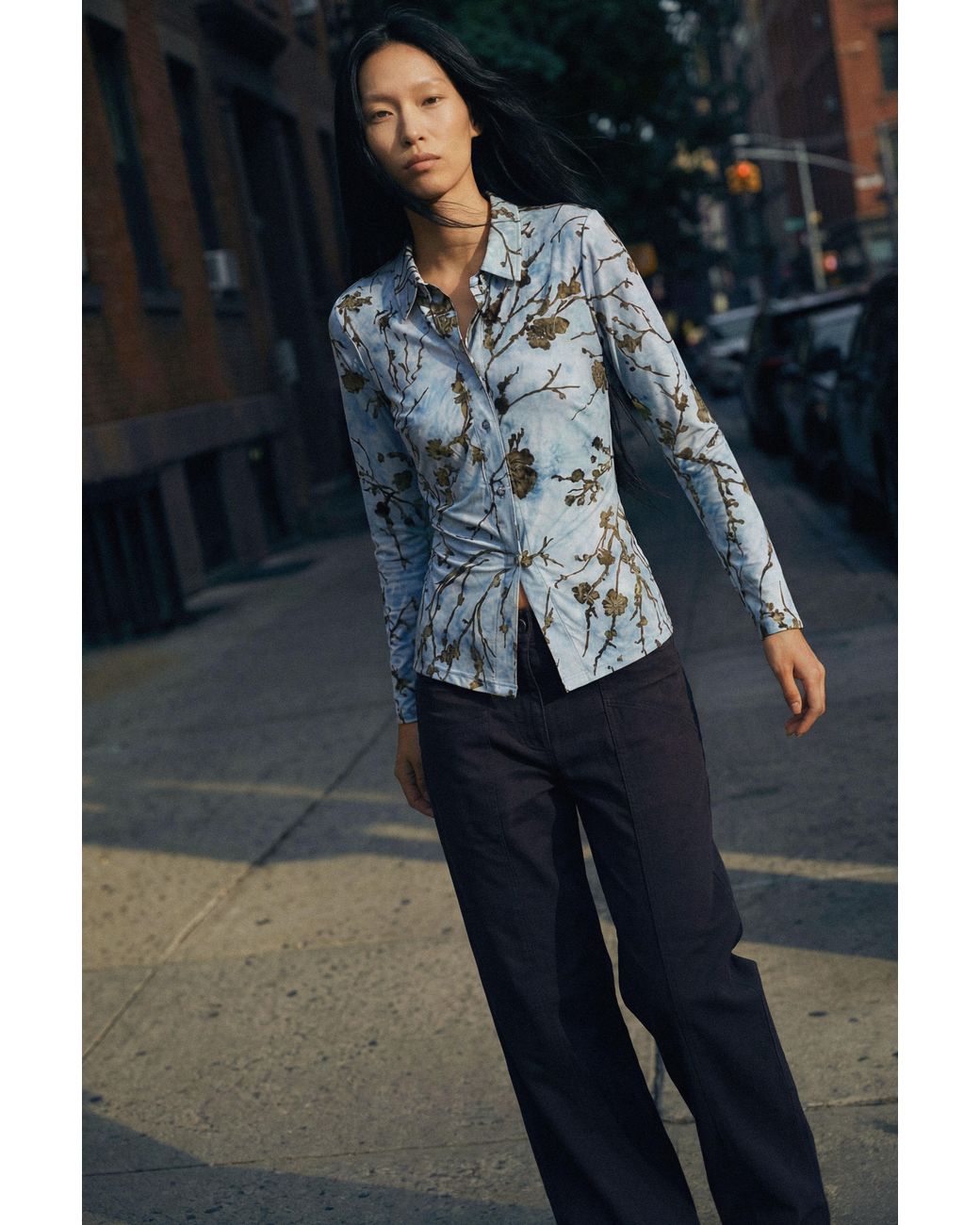 Desigual Blue Flocked Shirt, Polyester