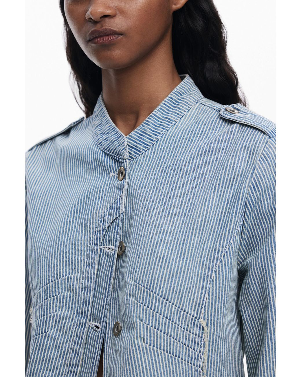 Desigual Blue Striped Trucker Jacket