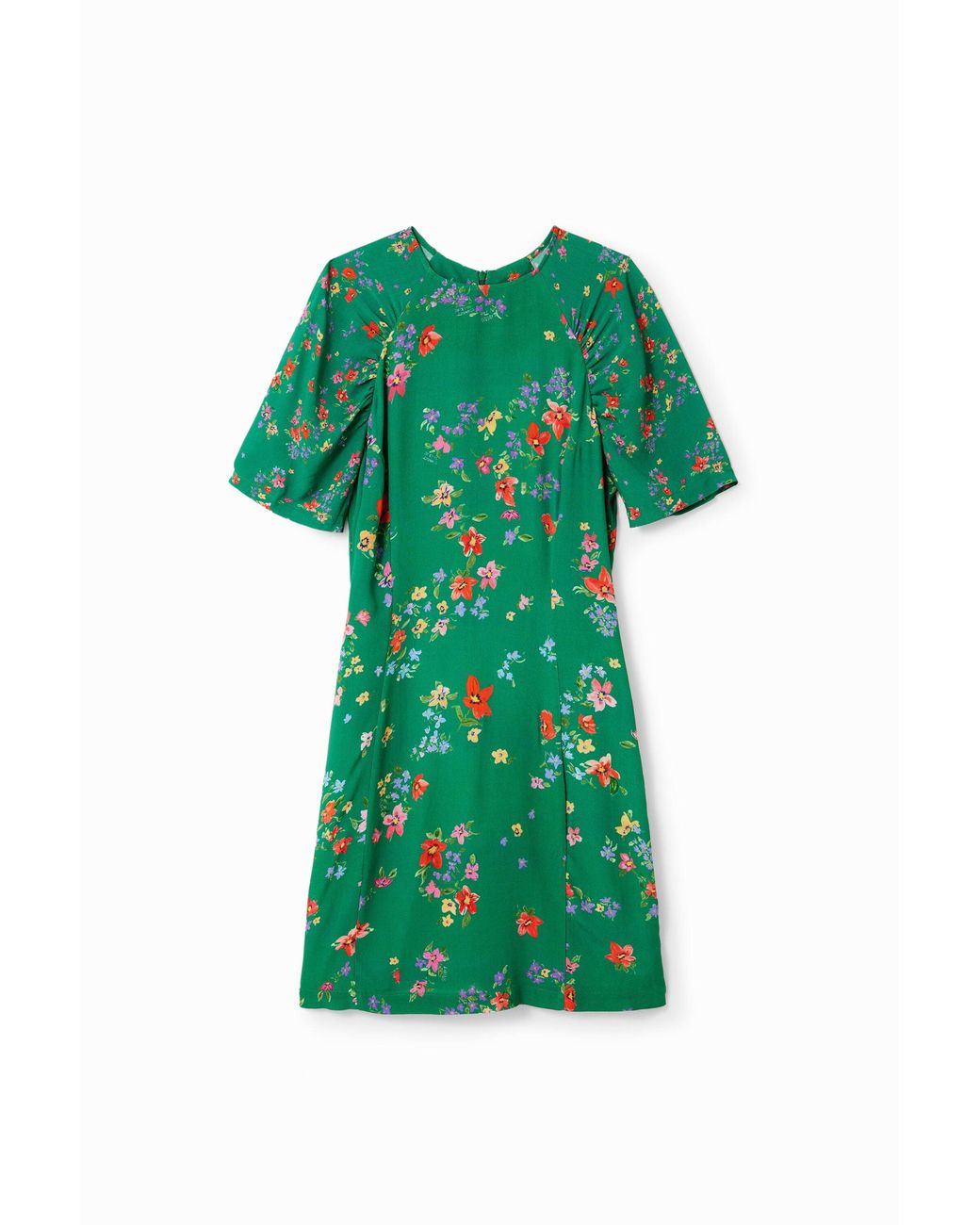 Desigual Green Short Floral Dress, Viscose