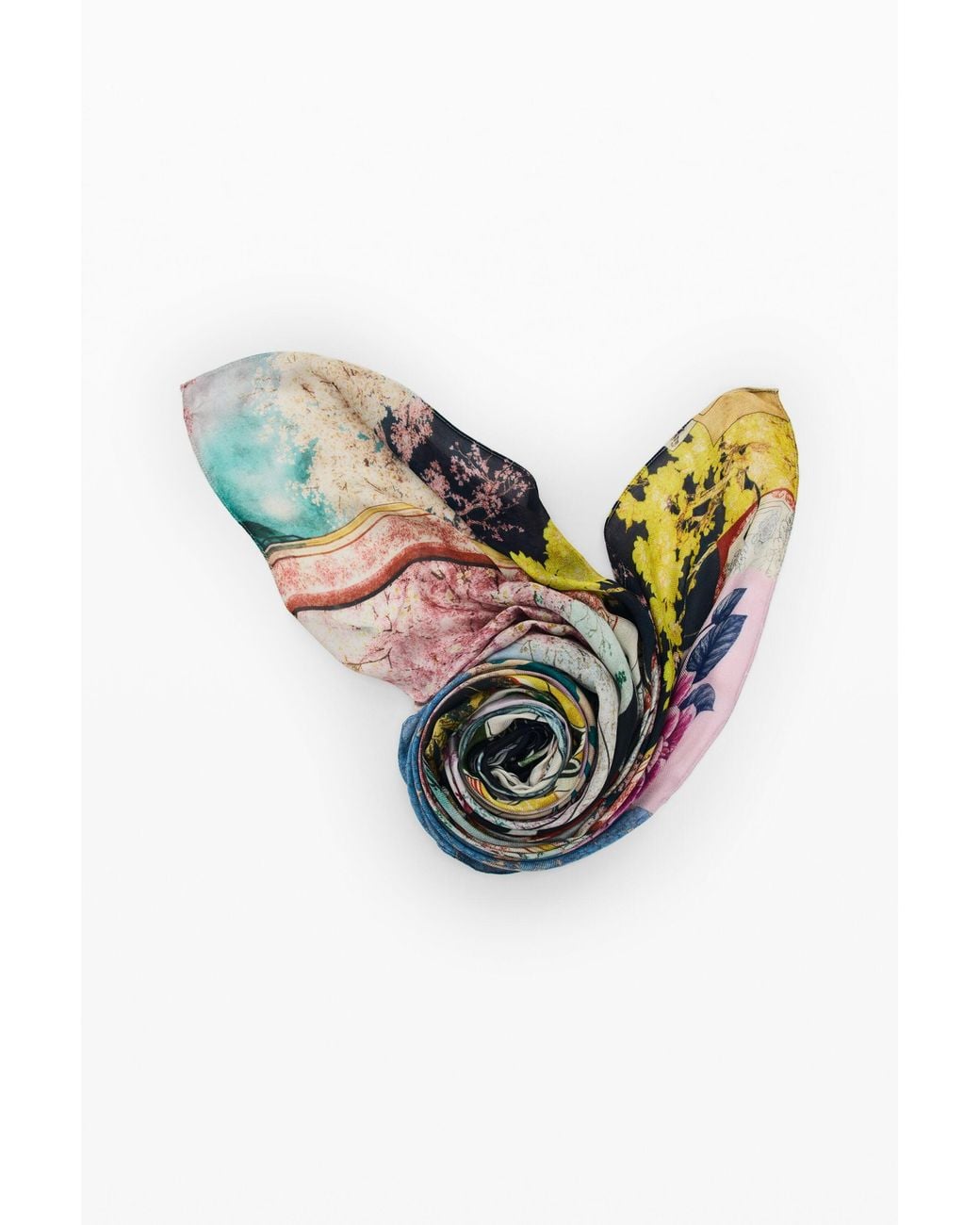 Desigual White Rectangular Printed Scarf, Viscose
